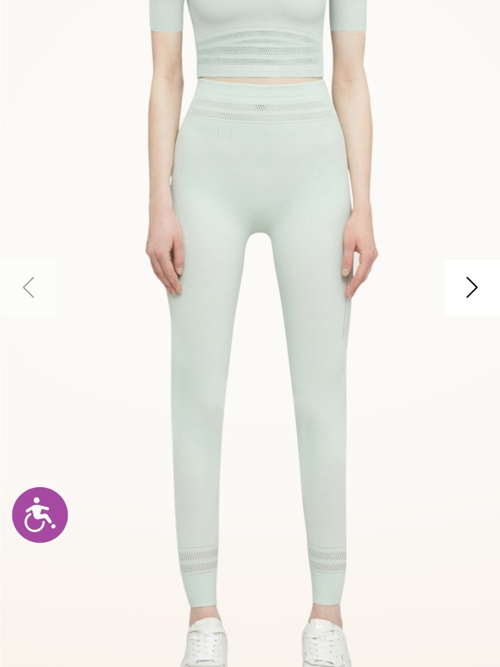 Wolford Net Lines Leggings Aqua XS Seamless Mesh Trim Luxury Activewear Yoga
